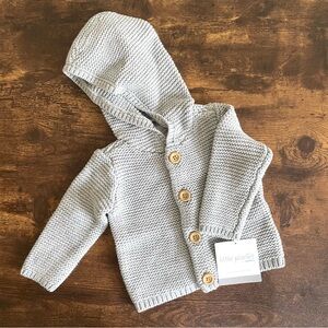 Little Planet Carter's Organic Cotton Gray Knit Button-Up Hooded Sweater - 6mos